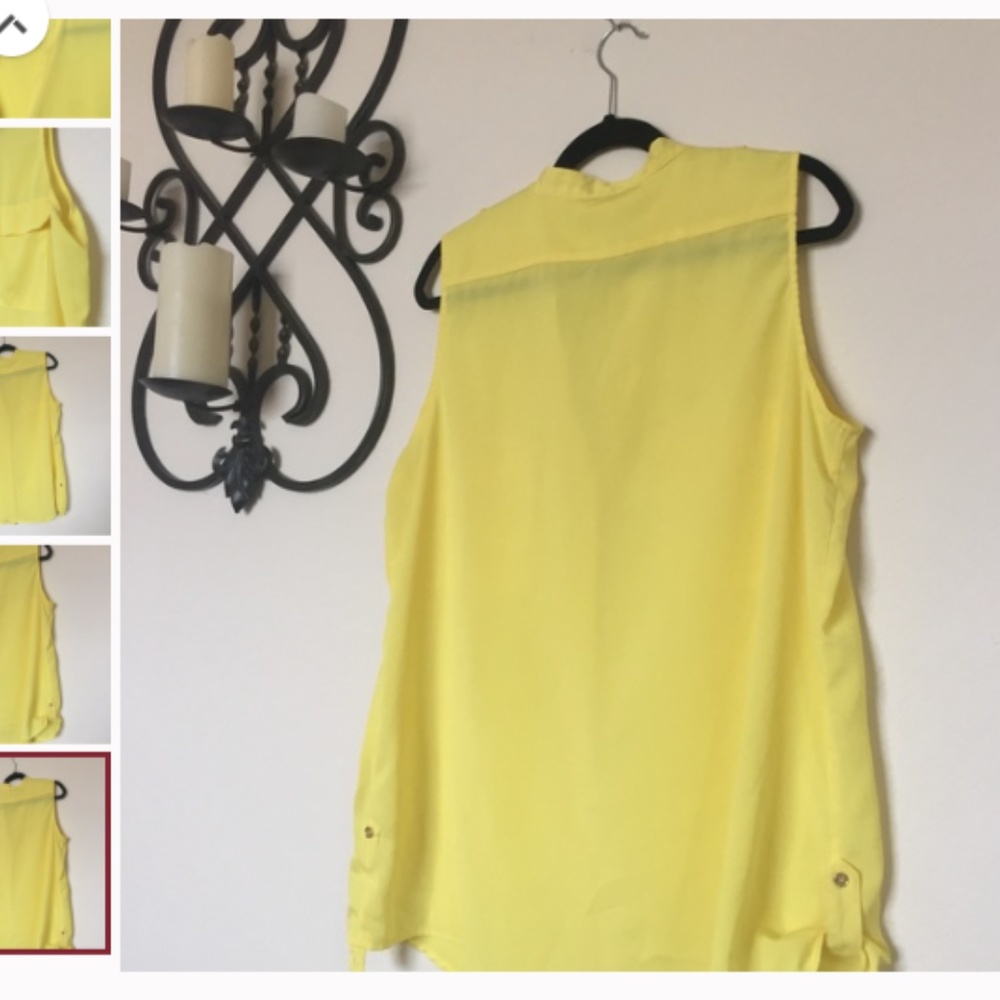 Calvin Klein Yellow Sleeveless Gold Metal Buttons - Picture 3 of 3